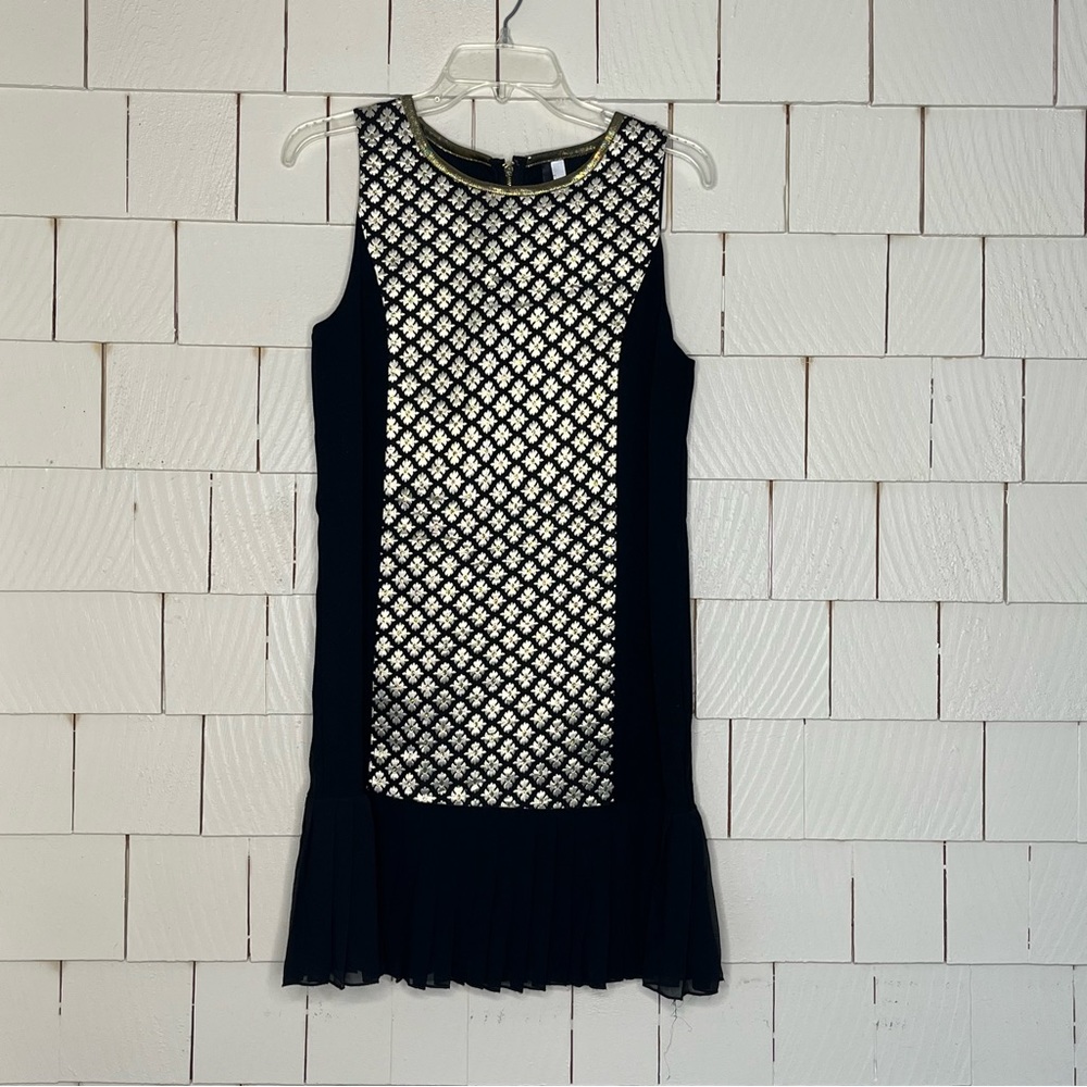 kensie Art Deco Inspired Black and Gold Sleeveless Dress